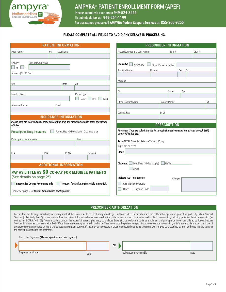 Image of Patient Enrollment form